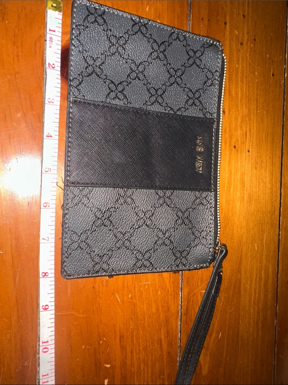 Nine West Black Signature Zip Wristlet Clutch